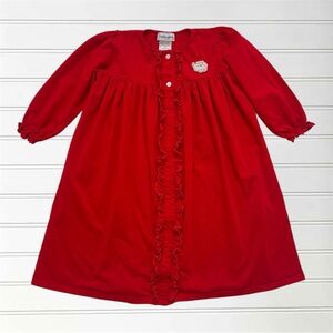 SMOCKINGBIRD EUC Christmas Red Ruffle Santa Nightgown